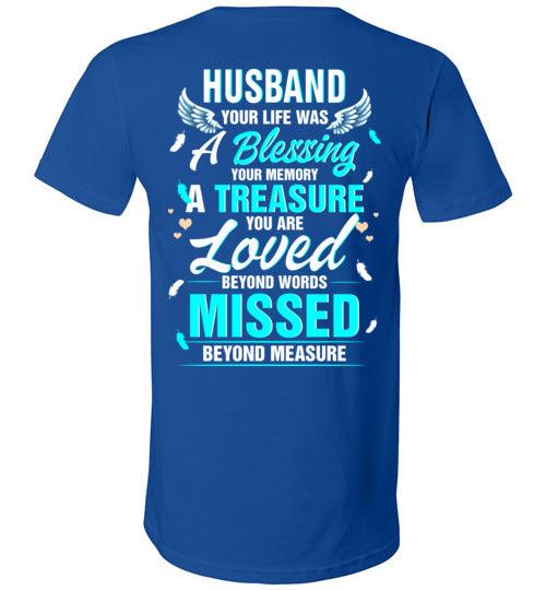 Husband - Your Life Was A Blessing V-Neck - Guardian Angel Collection