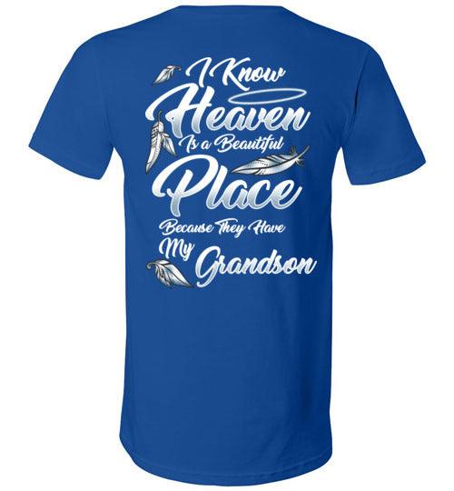 I Know Heaven is a Beautiful Place - Grandson V-Neck - Guardian Angel Collection