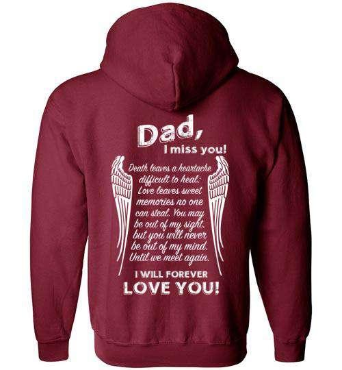 Dad- I Miss You- FULL ZIP hoodie - Guardian Angel Collection