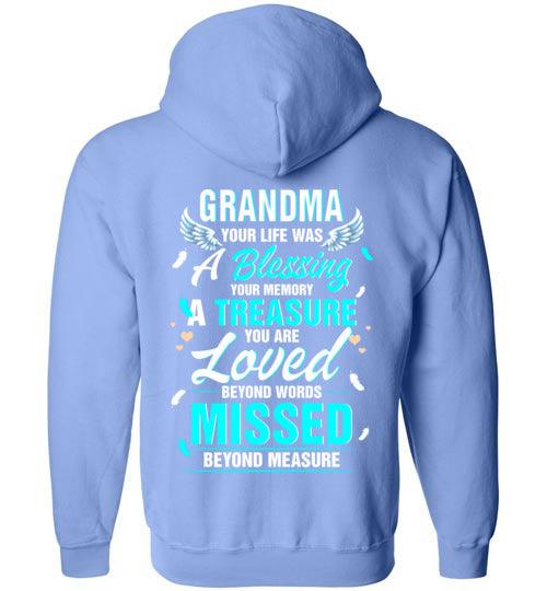 Grandma - Your Life Was A Blessing FULL ZIP Hoodie - Guardian Angel Collection