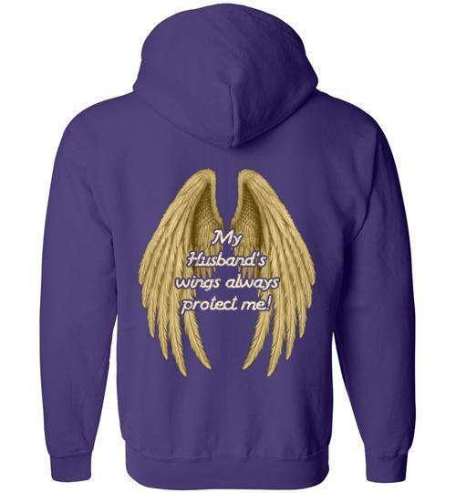 My Husband's Wings Always Protect Me FULL ZIP Hoodie - Guardian Angel Collection