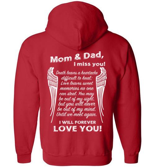 Mom & Dad I Miss You Full Zip Hoodie - Guardian Angel Collection