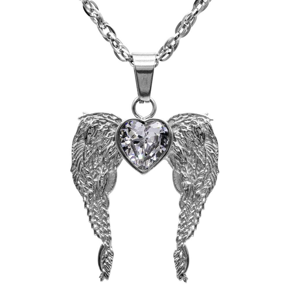 A Big Piece Of My Heart Lives In Heaven Stainless Steel Necklace - Guardian Angel Collection