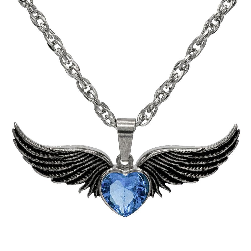 Angel Wings Stainless Steel Birthstone Necklace - Guardian