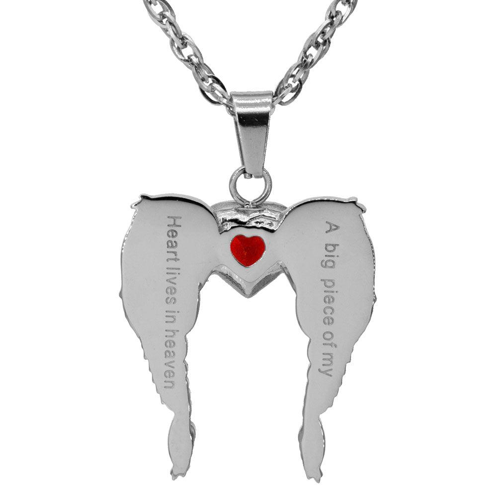 A Big Piece Of My Heart Lives In Heaven Stainless Steel Necklace - Guardian Angel Collection