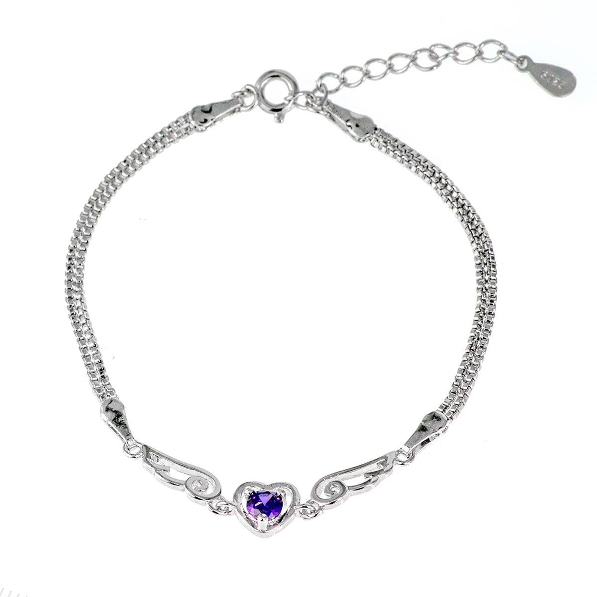 Heart Shaped Crystal With Wings Bracelet - Guardian Angel Collection