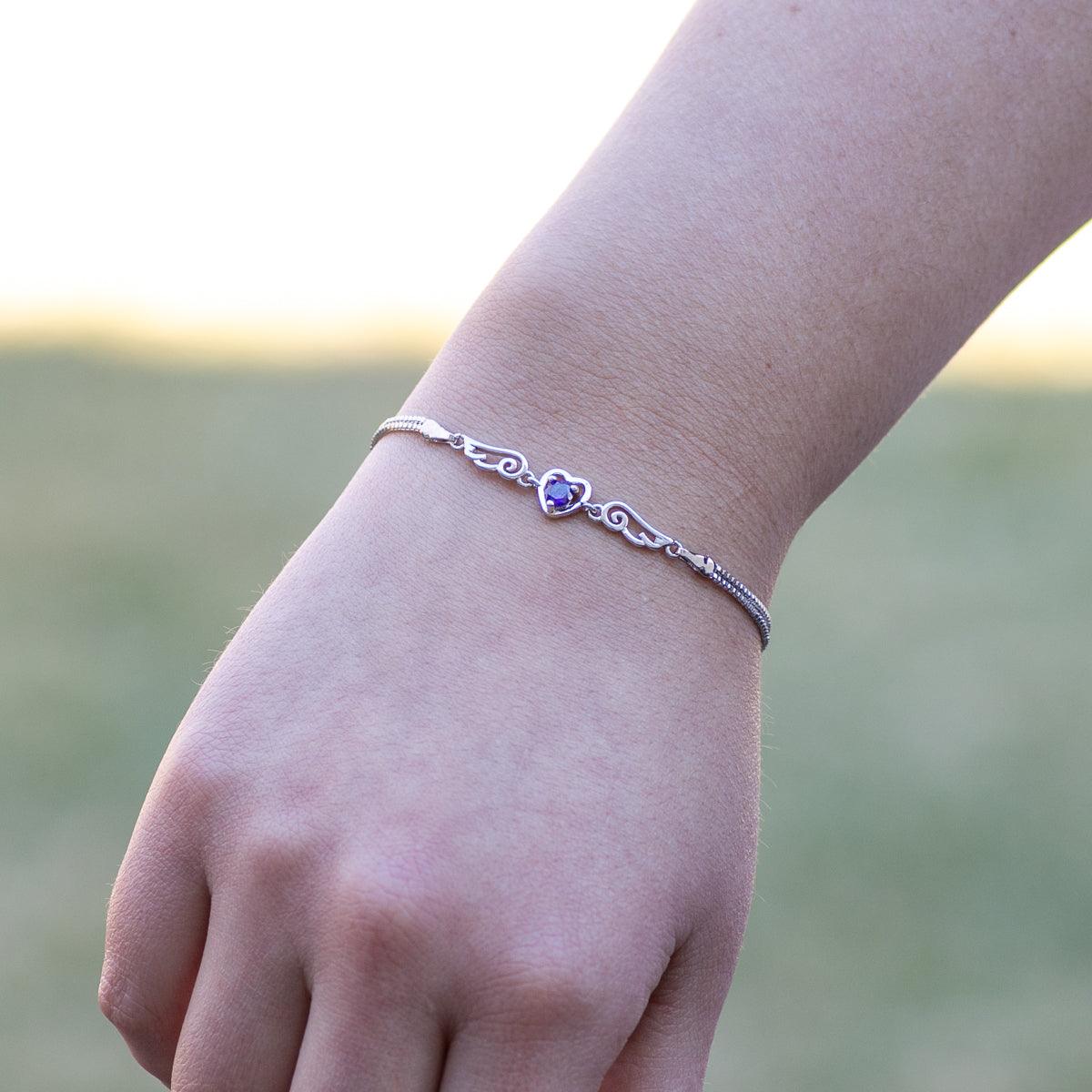 Heart Shaped Crystal With Wings Bracelet - Guardian Angel Collection