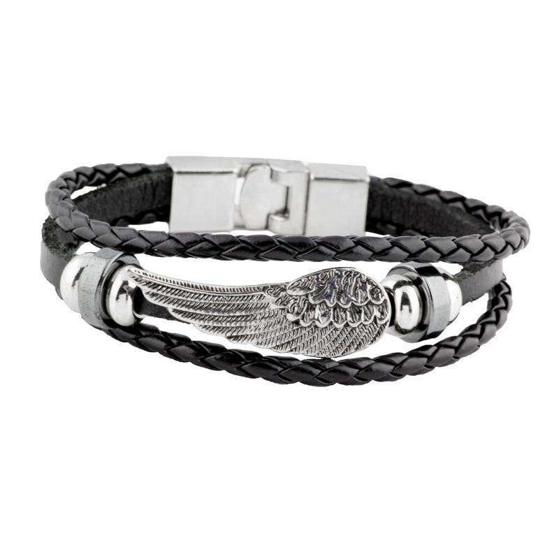 Angel Wing Leather Bracelet - Guardian Angel Collection