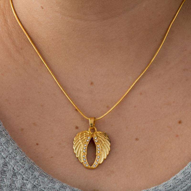 Guardian Angel Wing Pendant Necklace 14k Gold Necklaces for Women