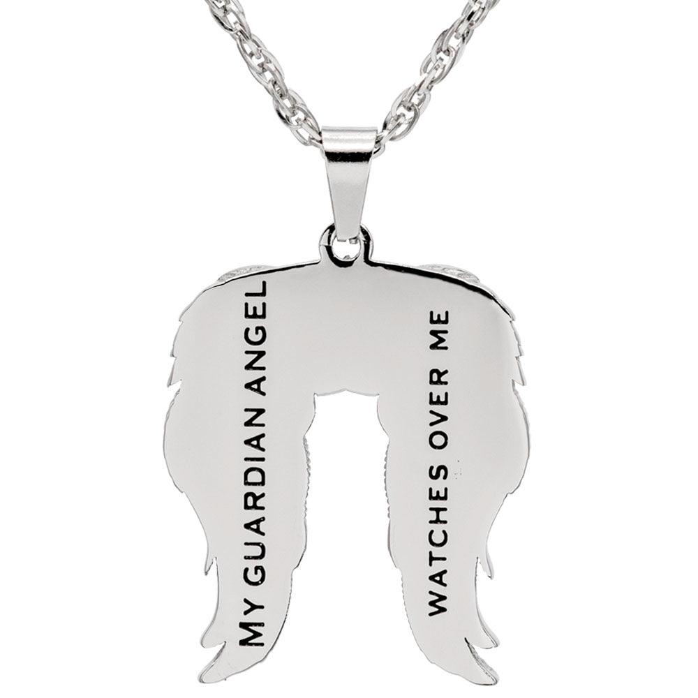 My Guardian Angel Watches Over Me Stainless Steel Necklace - Guardian Angel Collection