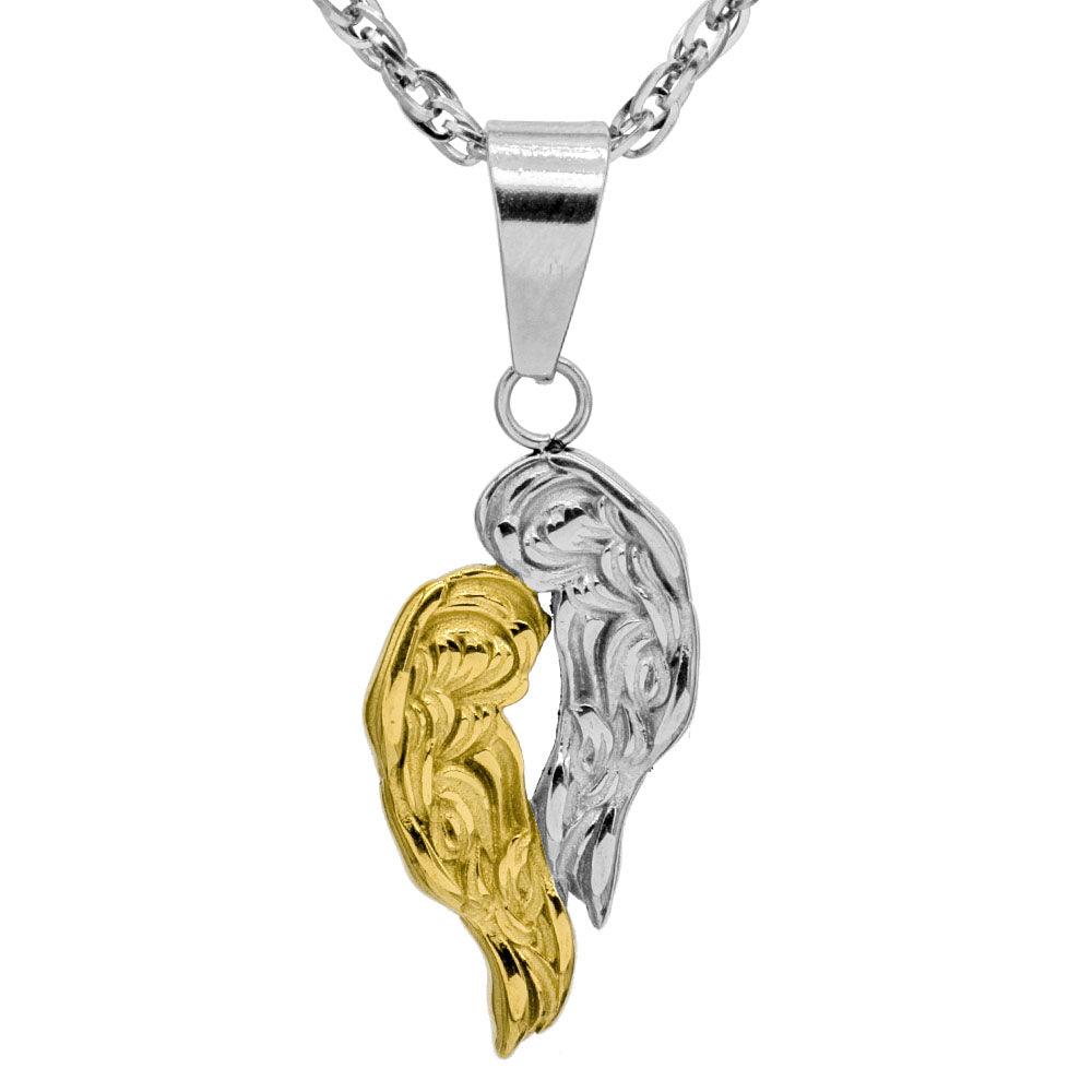 Your Wings Protect Me Stainless Steel Necklace - Guardian Angel Collection