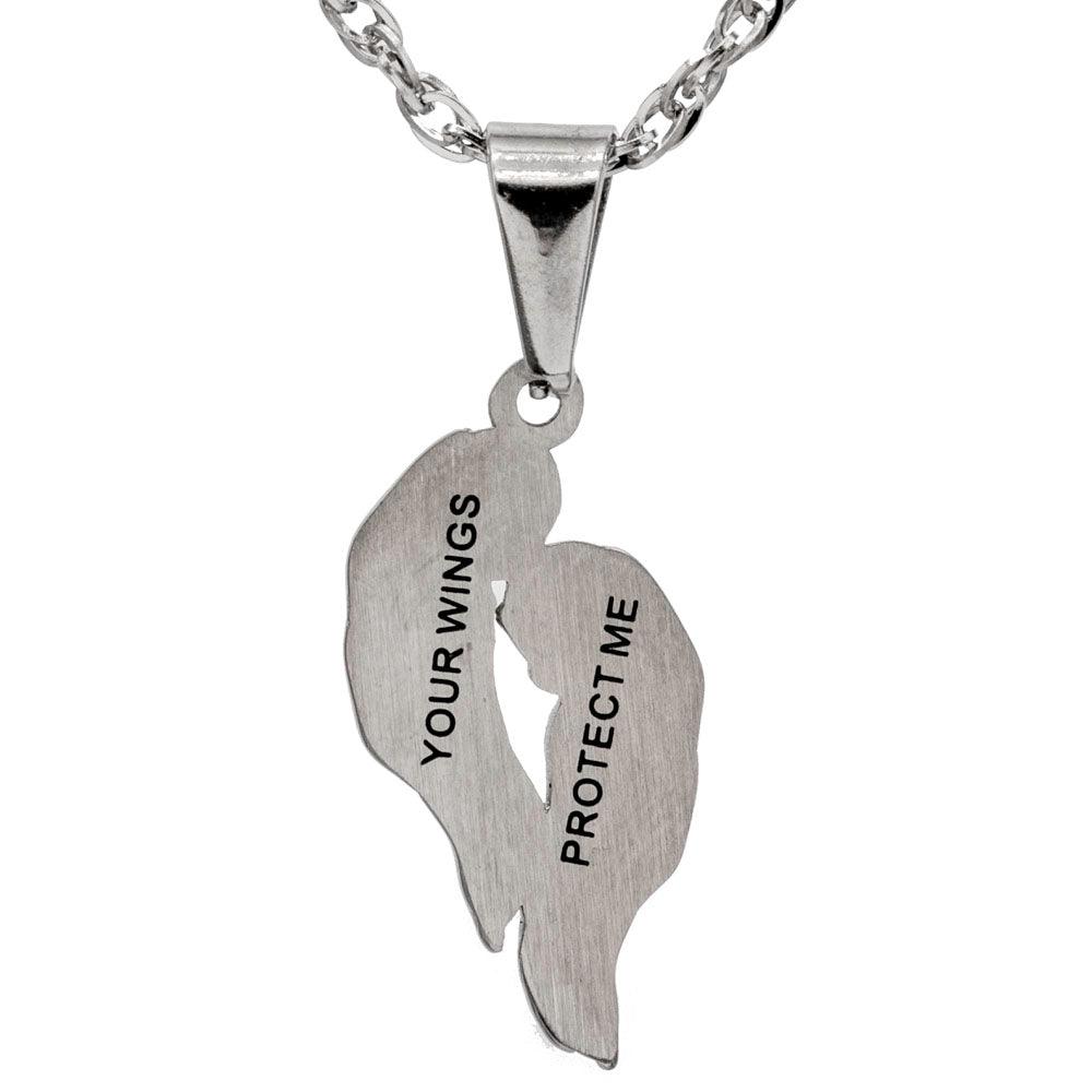 Your Wings Protect Me Stainless Steel Necklace - Guardian Angel Collection