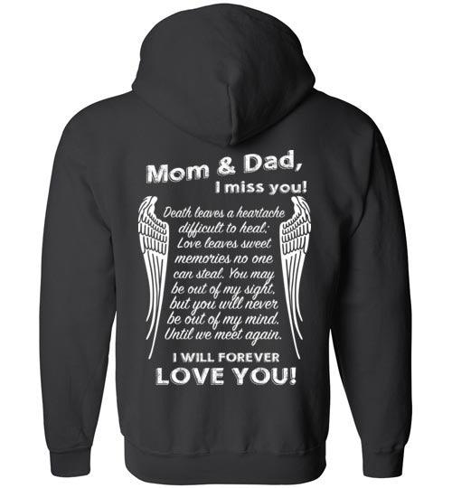 Mom & Dad I Miss You Full Zip Hoodie - Guardian Angel Collection